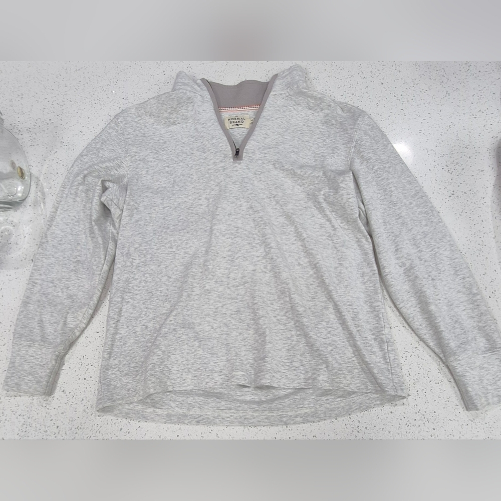 The Normal Brand Light Gray Quarter Zip Pullover